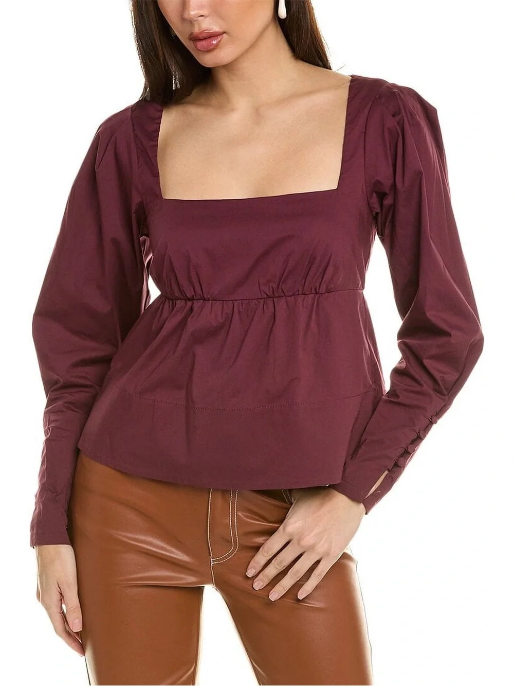 STAUD Peggy Top in Plum Size Small